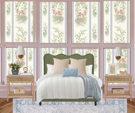 Bedroom design , vintage inspired bedroom, grasscloth wallpaper, vintage bedroom, bedroom design, eDesign 

#LTKhome