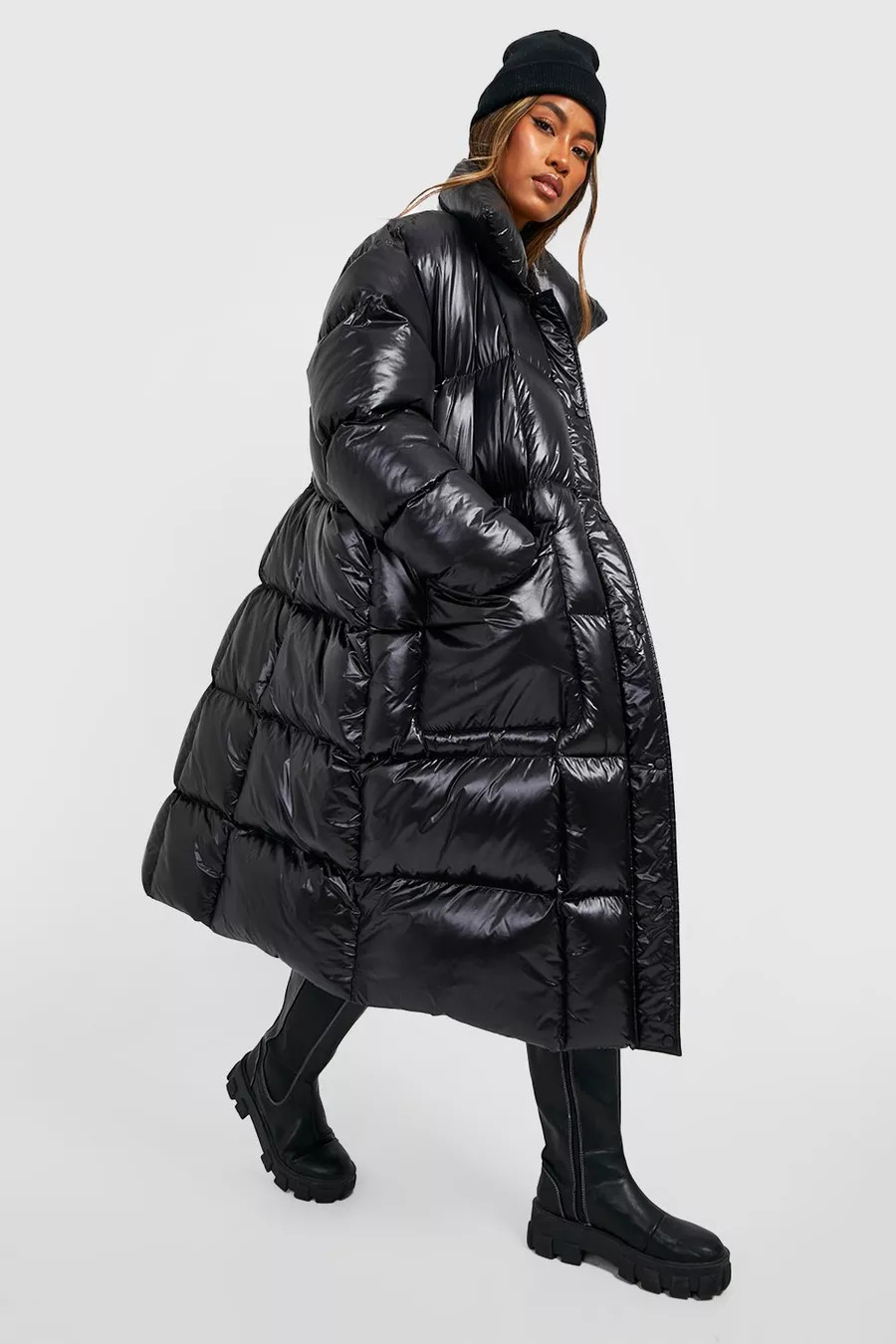 Oversized Square Quilt Detail Maxi Puffer Jacket | boohoo (US & Canada)