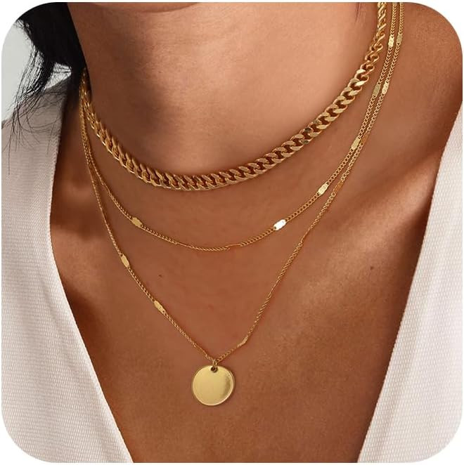 Layered Necklaces for Women, 14k Gold Plated/Sterling Silver Stackable Choker Necklaces for Women... | Amazon (US)