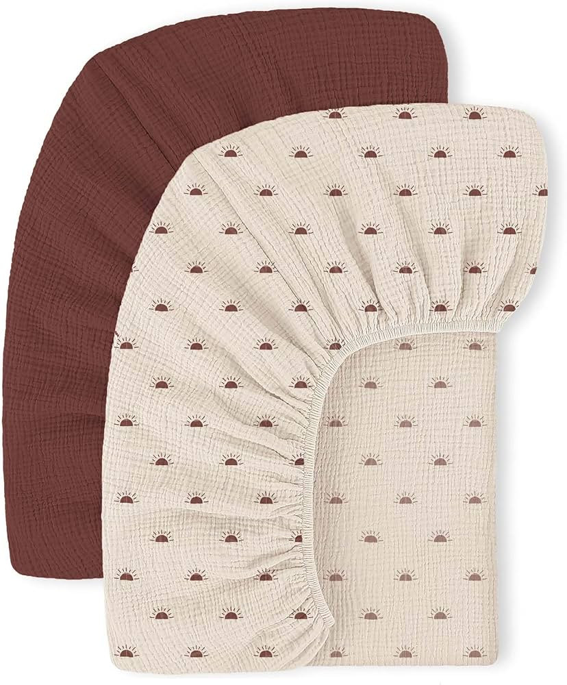 Mi Flor Muslin Crib Sheets – Fitted Crib Sheet 52"x28"x8" – 2 Pack Soft & Breathable Cotton B... | Amazon (US)