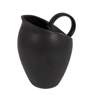 Storied Home 82 fl. oz. Matte Black Stoneware Pitcher with Reactive Glaze EC2123 - The Home Depot | The Home Depot