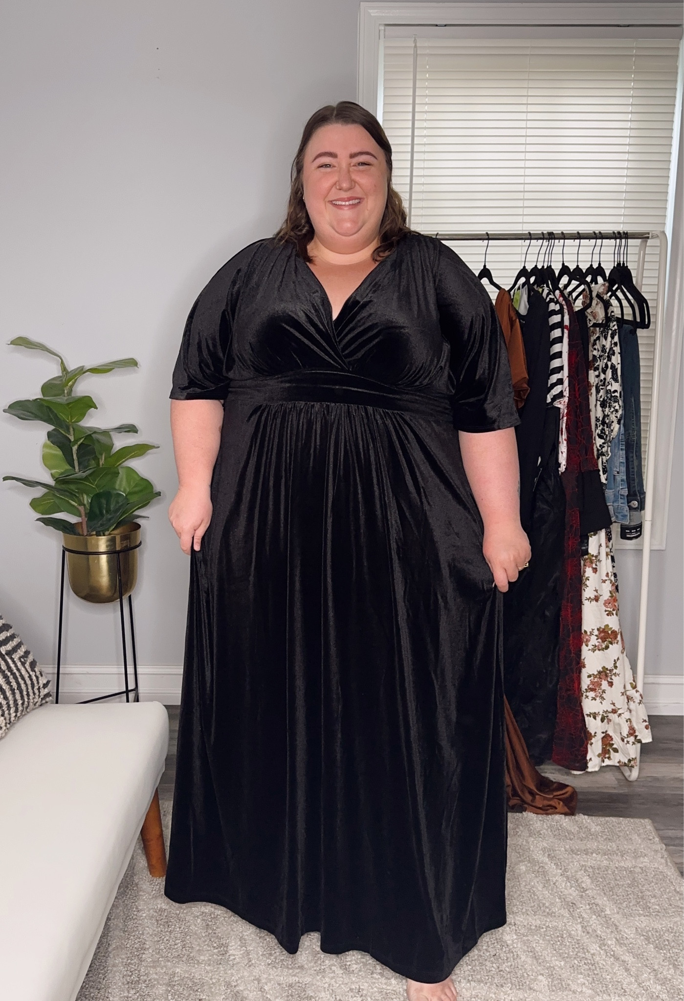 Plus Size Occasion Looks - Black Tie Optional/Formal! This dress is available in sizes 0X (10-12) - 5X (30-32), which is AMAZING. I was so impressed by this brand and their size range on all their dresses! I will definitely be keeping this brand in mind for future events! I am wearing a 4X and it fits perfectly and is seriously so comfortable. It also has pockets! I didn’t have any currently available shoes on-hand, so I linked some that I would recommend for this look! 

#LTKstyletip #LTKwedding #LTKplussize