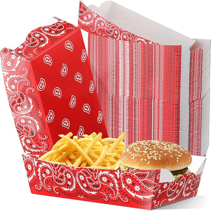 Remerry 100 Pieces Cowboy Paper Food Trays Party Supplies Western Paisley Snack Candy Holder Disp... | Amazon (US)