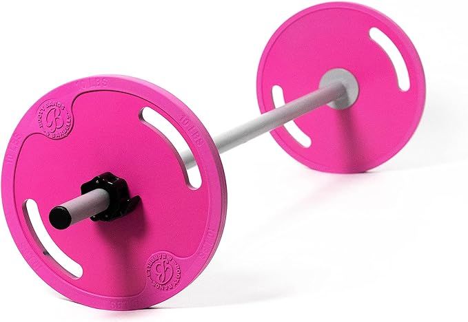 Women’s Barbell, 4-Foot Straight Bar, with 70lbs of Adjustable Weights in Fun Colors - Steel We... | Amazon (US)