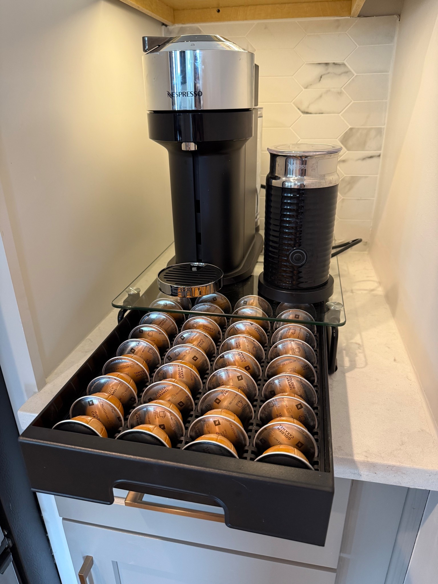 Love this stand/drawer for our Nespresso machine! Keeps everything neat and organized 

#LTKFamily #LTKHome #LTKFindsUnder50