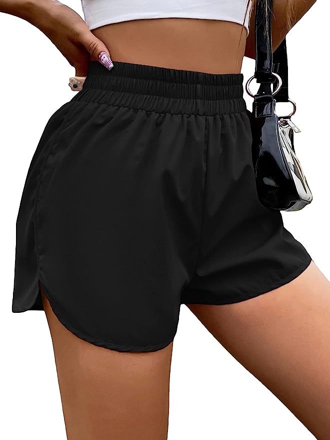 SOLY HUX Women's Plus Size Elastic High Waisted Athletic Workout Running Shorts | Amazon (US)