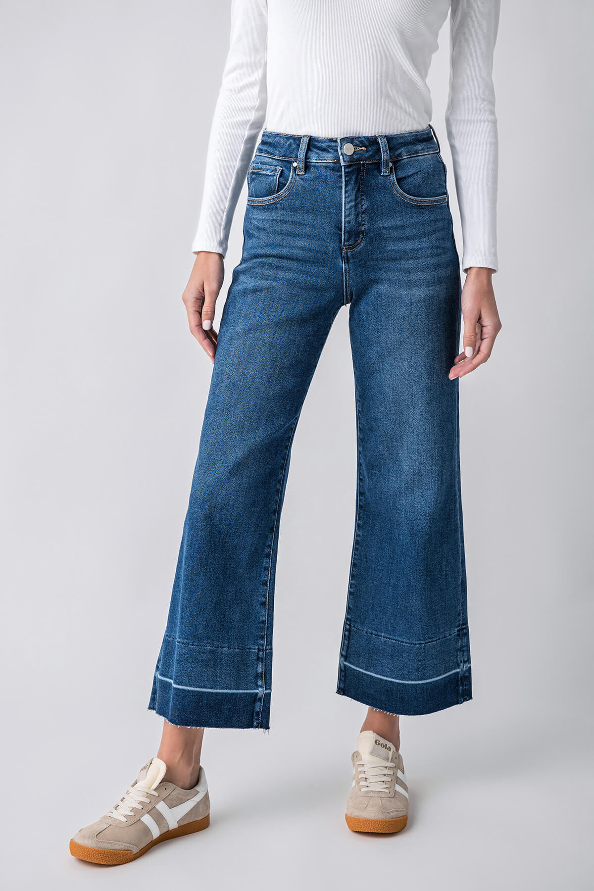 Risen Kaia High Rise Released Hem Crop Wide Leg Jeans | Social Threads