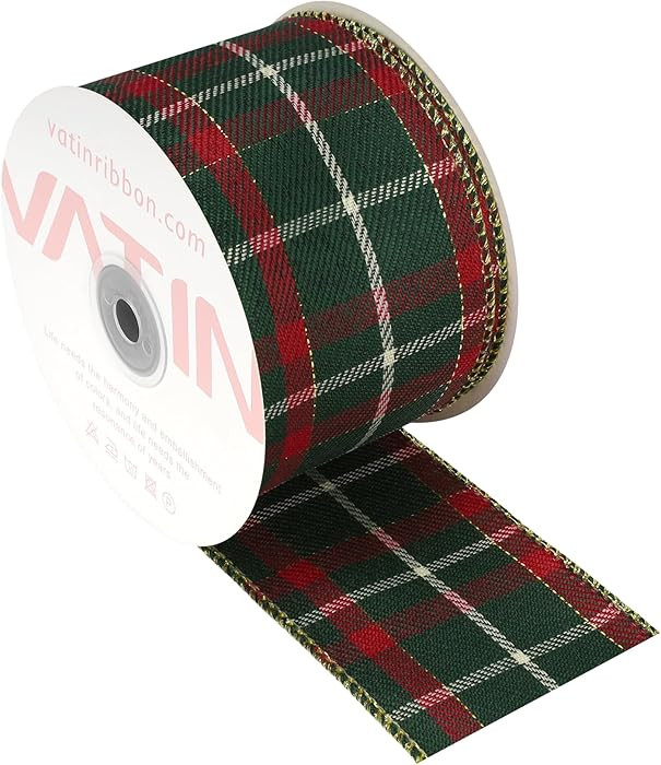 VATIN Dark Red Green Buffalo Plaid Ribbon, 2-1/2-Inch x 10 Yards, Thick Ribbon for Christmas Gift... | Amazon (US)