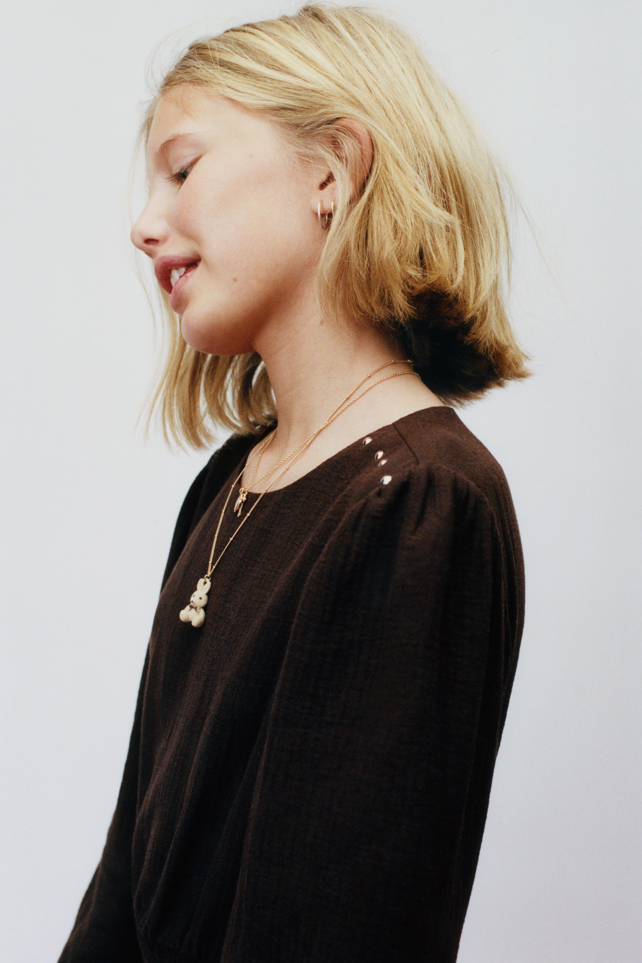 RUFFLED TEXTURED DRESS WITH STUDS | Zara US