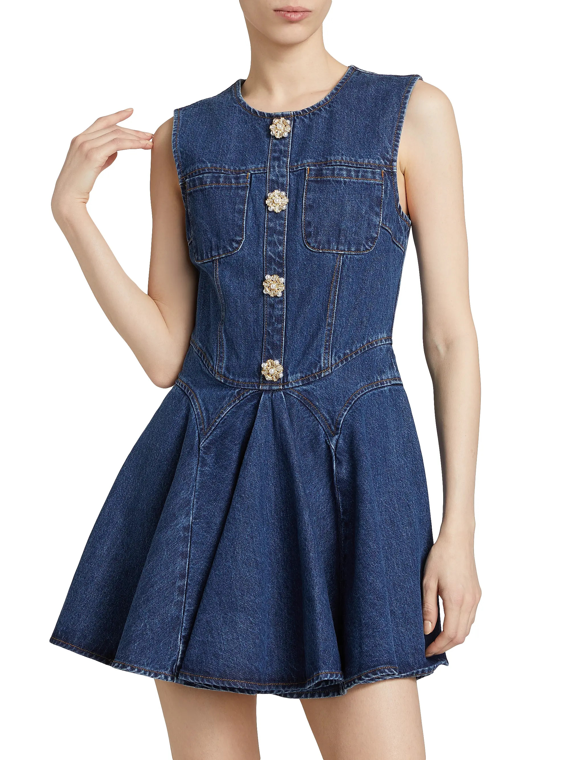 Denim Skater Mini Dress | Saks Fifth Avenue