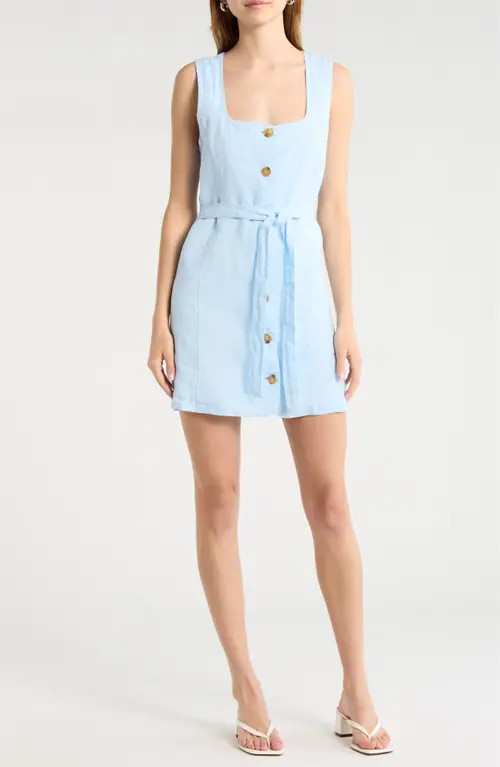 BLANKNYC Sleeveless Square Neck Linen Dress in Sea Breeze at Nordstrom, Size X-Small | Nordstrom