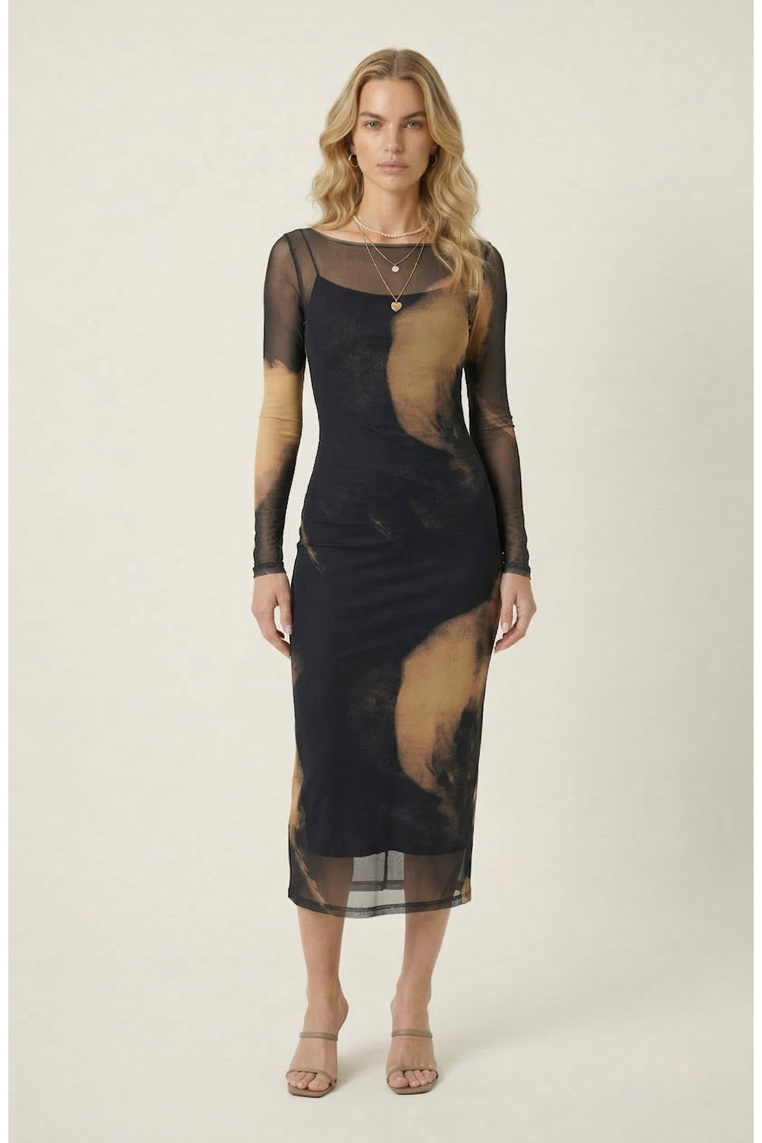 Mesh Overlay Layered Set Midi Dress (Women) | Nordstrom | Nordstrom