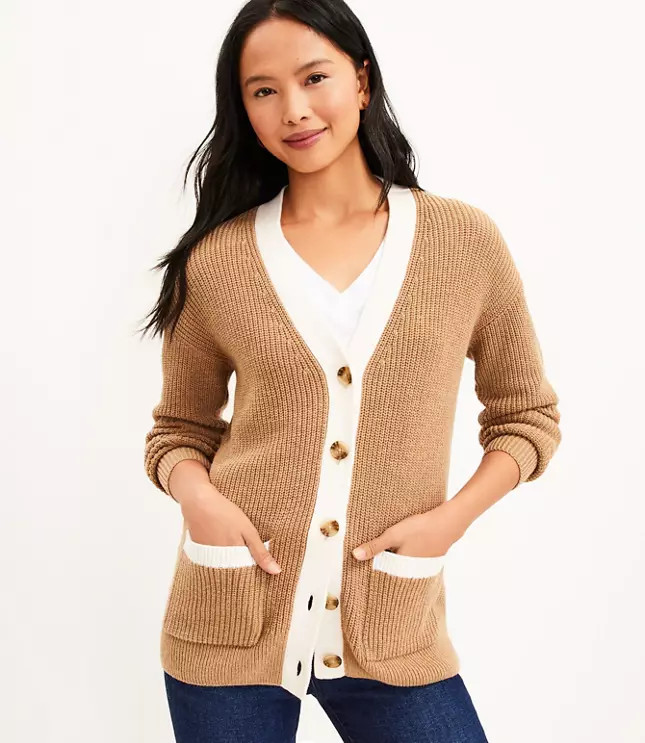 Petite Tipped Boyfriend Cardigan | LOFT
