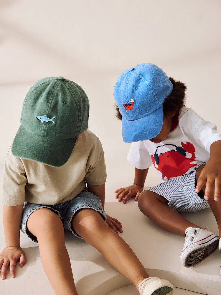 Shark/Crab Washed Caps 2 Pack (3mths-10yrs) | Next US