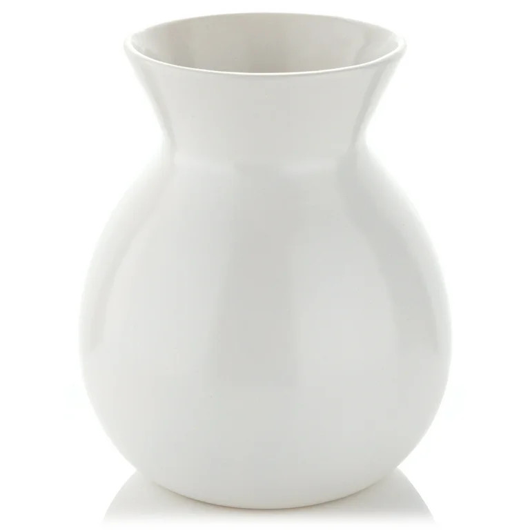 Better Homes & Gardens White Rustic Ceramic Decorative Table Vase, 8"x6.75" - Walmart.com | Walmart (US)