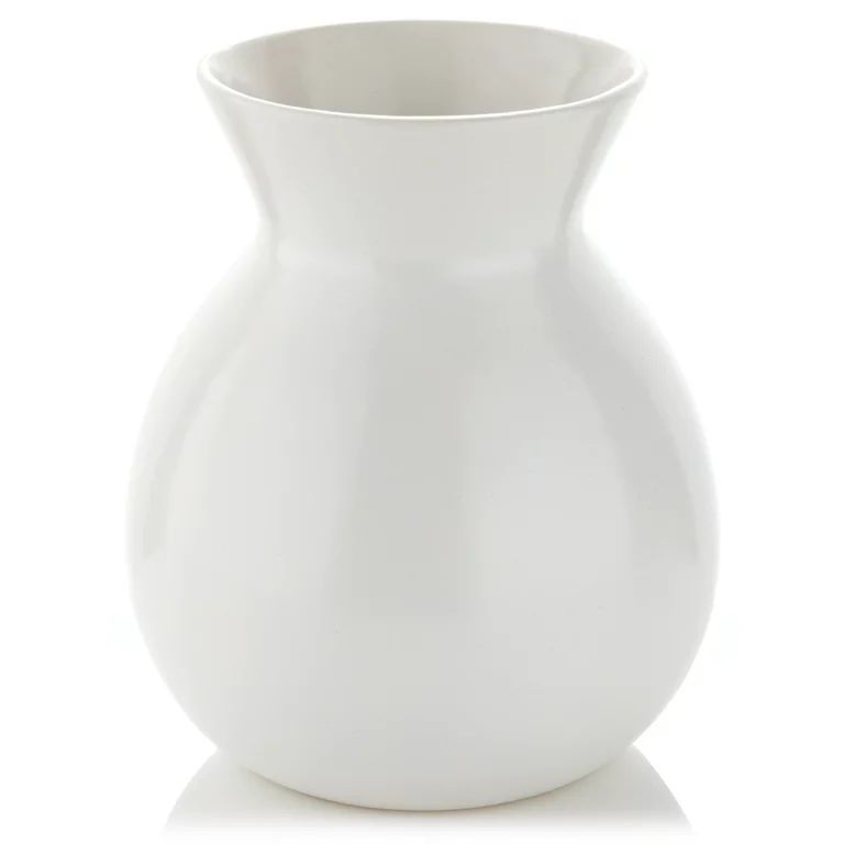 Better Homes & Gardens White Rustic Ceramic Decorative Table Vase, 8"x6.75" | Walmart (US)
