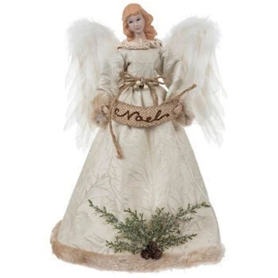 Angel Tree Topper Noel Christmas Ivory Decoration Keepsake 16" Height | Etsy (US)
