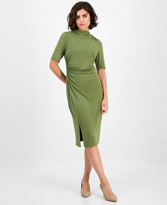 Anne Klein Women's Cowl-Neck Side-Ruched Dress - Macy's | Macy's