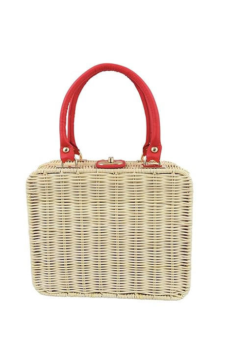 Dancing Days Kara Handbag 50s Wicker Picnic Natural Beige Vintage square Bag | Amazon (US)