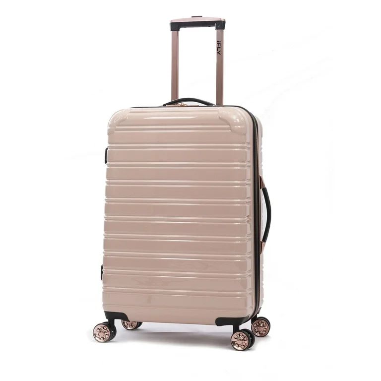 iFLY Hardside Luggage Fibertech 24 Inch Checked Luggage, Blush/Rose Gold - Walmart.com | Walmart (US)