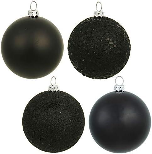 Vickerman 2.75" Black 4-Finish Ball Ornament Assortment, 20 per Box | Amazon (US)