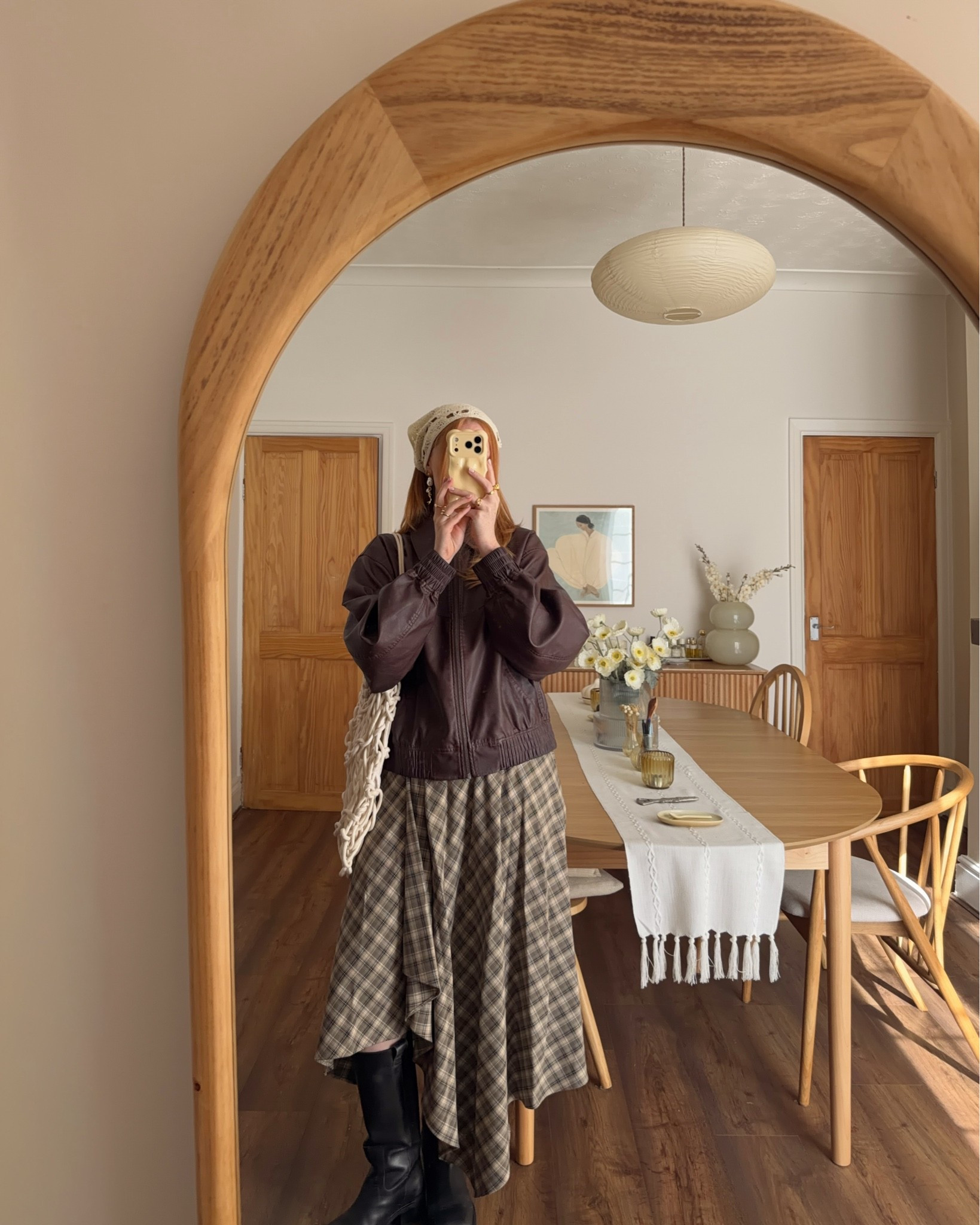 Leather Jacket, Brown Jacket, Autumn Jacket, Midi Skirt, Check Skirt, Shoulder Bag, Cream Bag, Chunky Boots, Knee High Boots

#LTKuk #LTKeurope #LTKautumn
