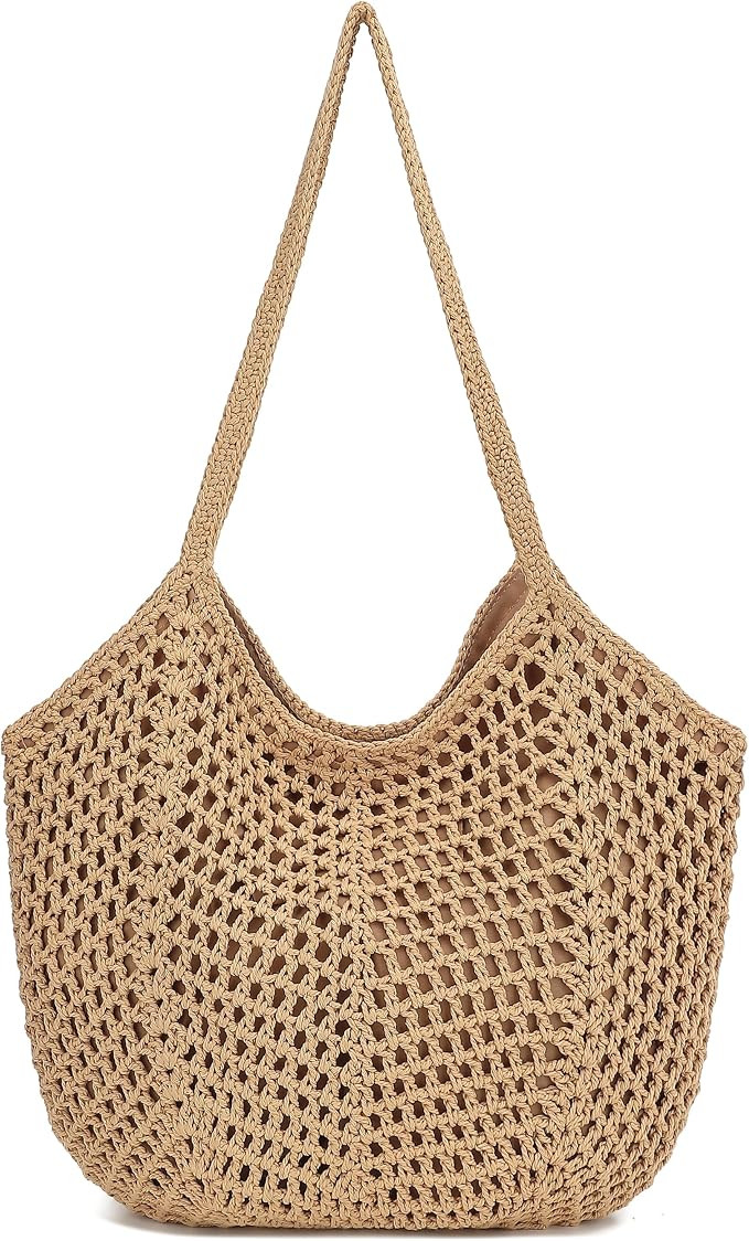 Bycobecy Crochet Tote Bag for Women Soft Summer Purse Beach Tote Bag Cute Handbag for Vacation, W... | Amazon (US)