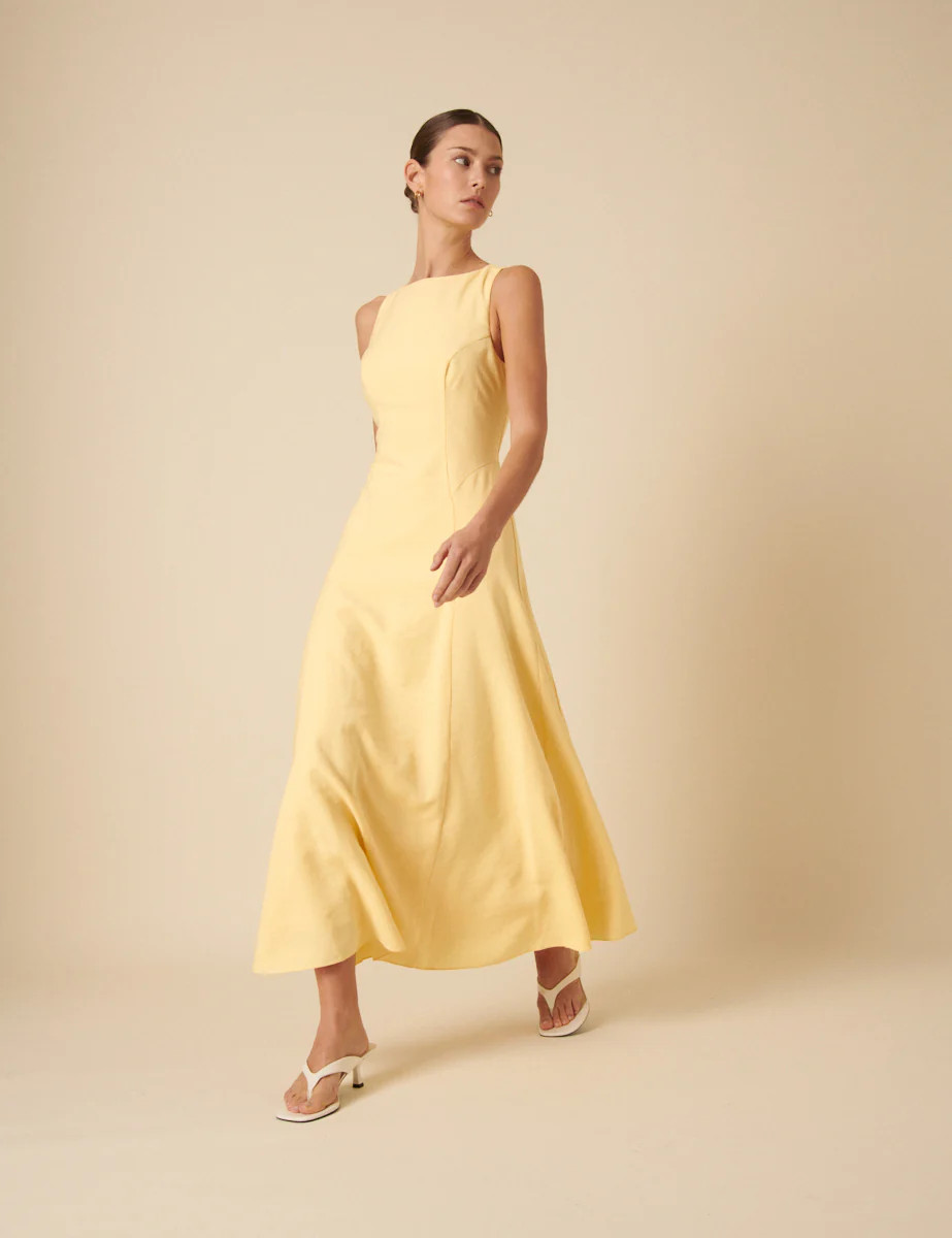 Butter Yellow Sleeveless Reign Midi Dress | Nobody's Child