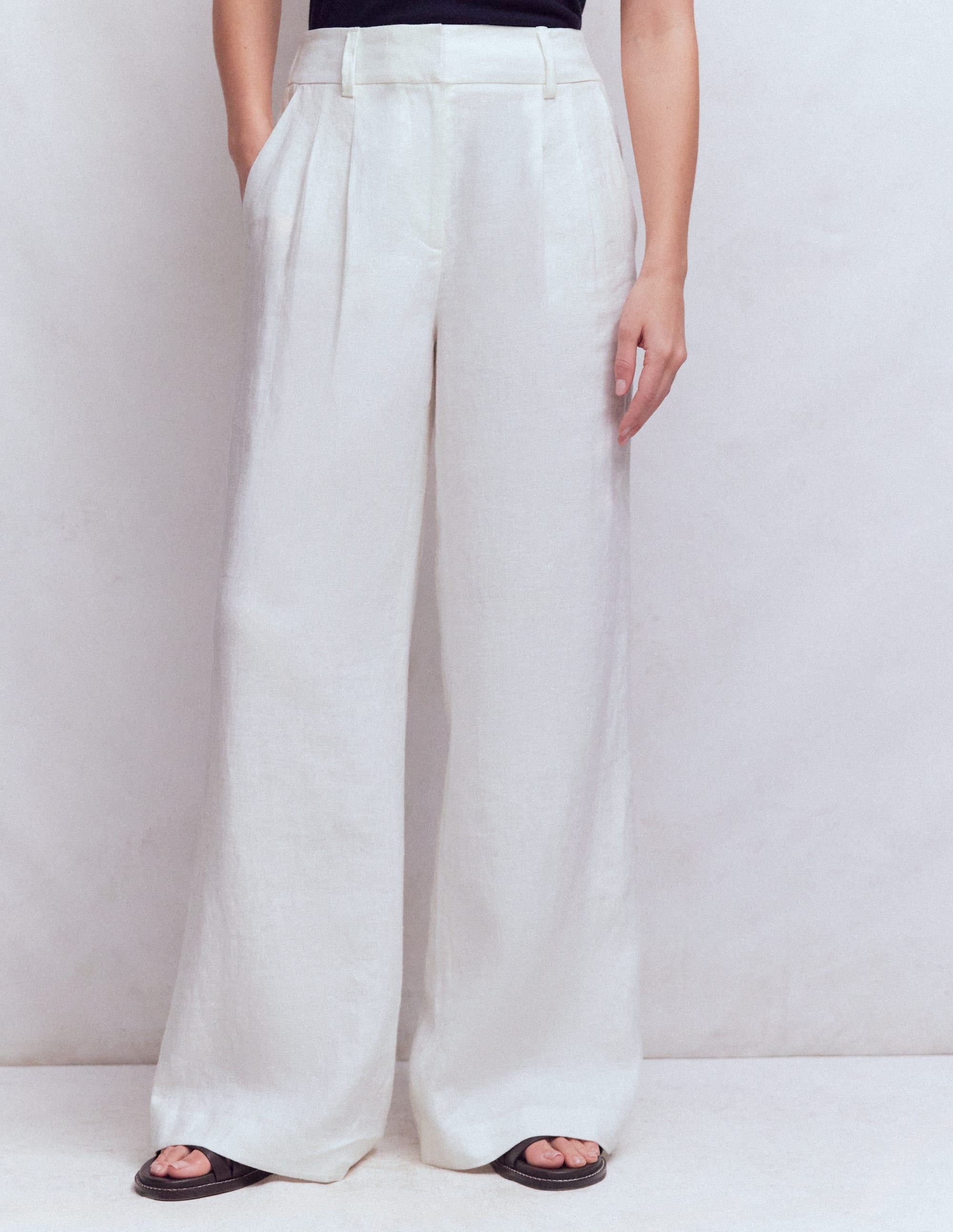 Kensington Linen Trousers-White | Boden UK
