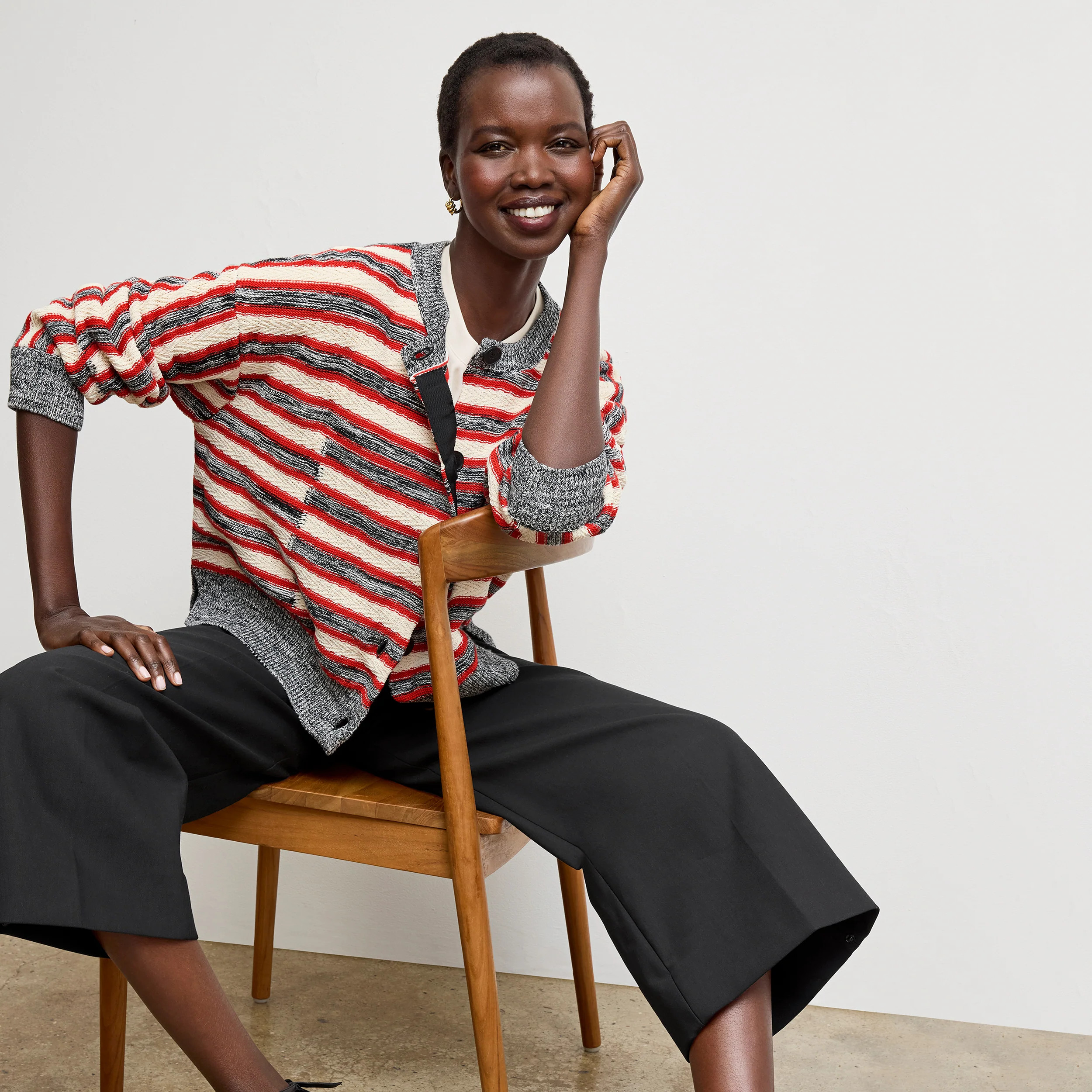 Miriam Oversized Cardigan - Multi Knit :: Sunset Stripe | MM LaFleur