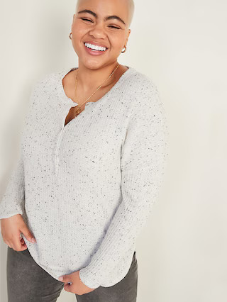 Relaxed Cozy Waffle-Knit Henley Tunic Top for Women | Old Navy (US)