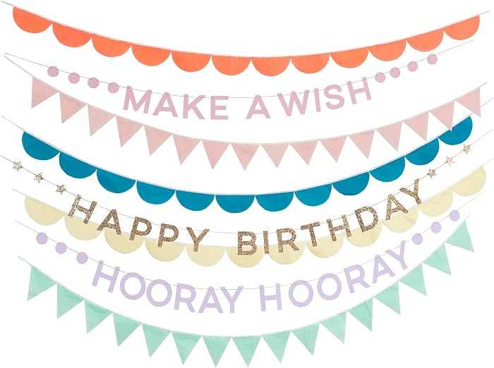 Meri Meri Rainbow Birthday Garlands (10' with Excess Cord - Pack of 8) | Amazon (US)
