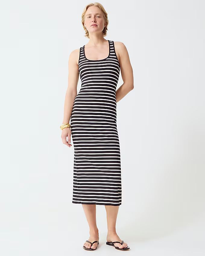 Cross-back midi dress in striped vintage rib | J.Crew US