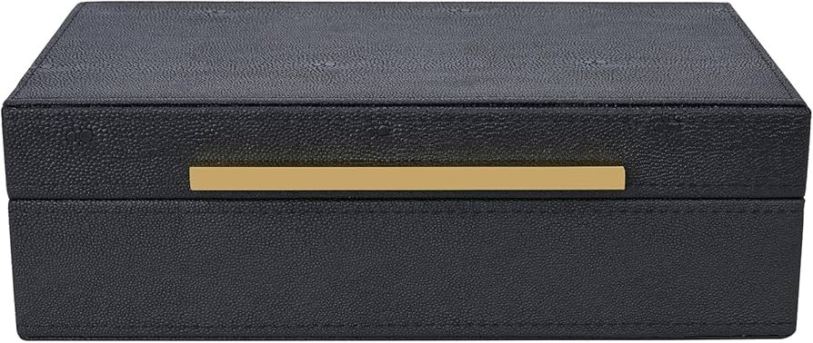 Small Black Shagreen box Faux Leather Decorative Box,Keepsake And Memory Storage Decorative Boxes... | Amazon (US)