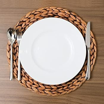 CENBOSS Round Woven Placemats (Brown Wash, 11.8" Set of 4) | Amazon (US)