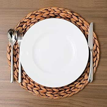 CENBOSS Round Woven Placemats (Brown Wash, 11.8" Set of 4) | Amazon (US)