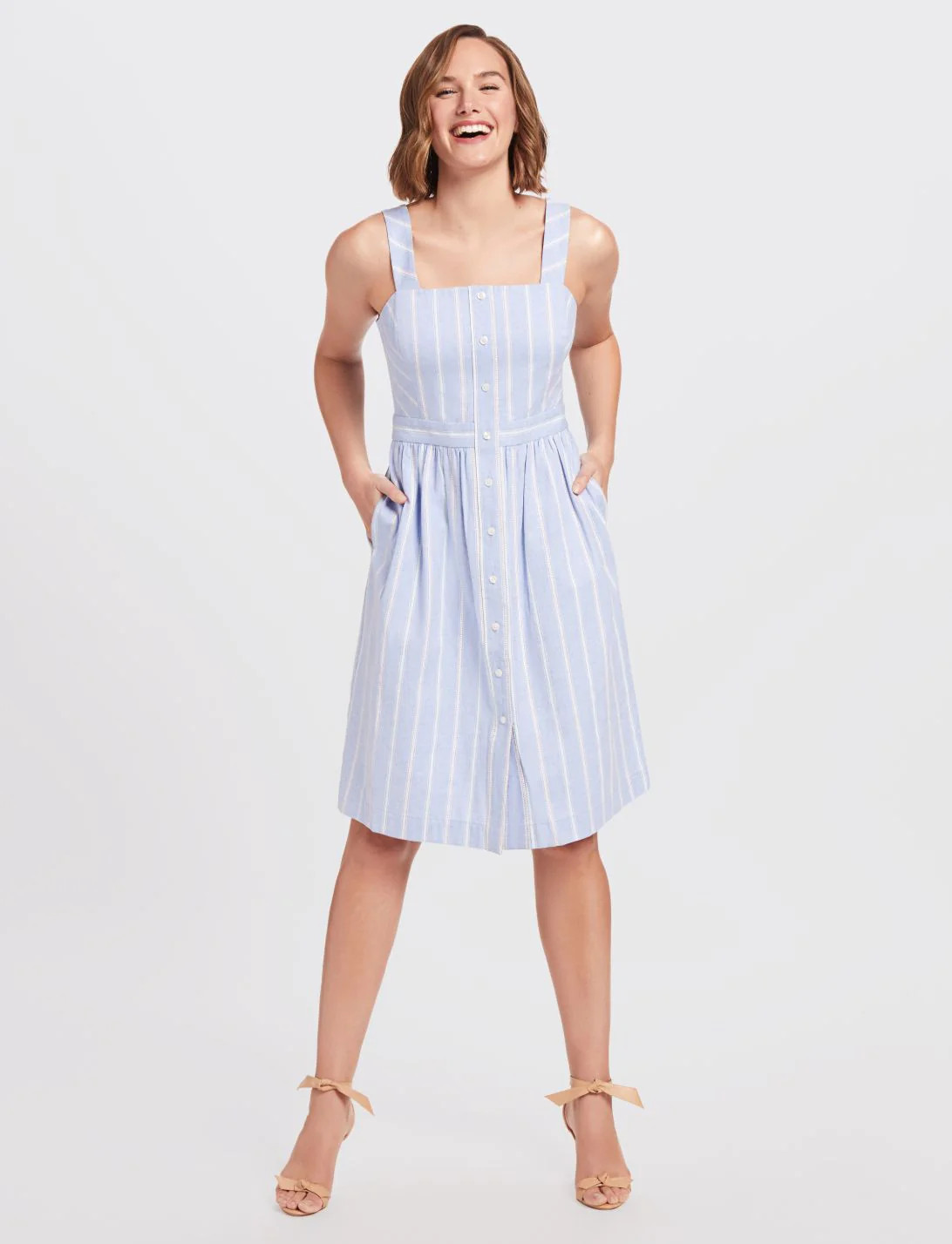 Stripe Button Front Dress | Draper James