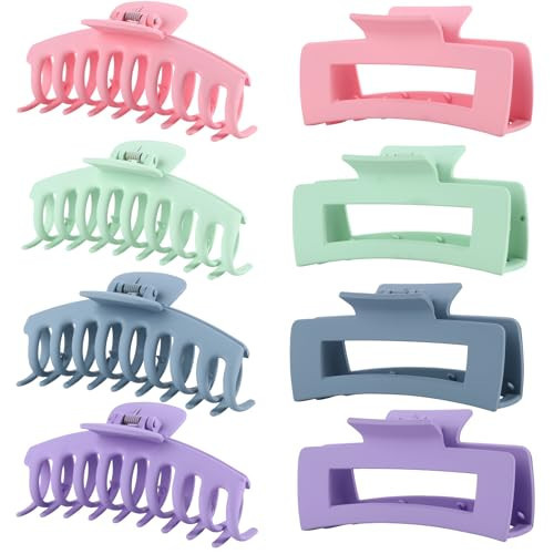 LuSeren Colorful Hair Claw Clips for Girls – 4.3 Inch Cute Matte Claw Clips in Pastel Green, Pink, Blue & Purple – Lightweight Strong Hold Hair Accessories for Teens & Women | Amazon (US)