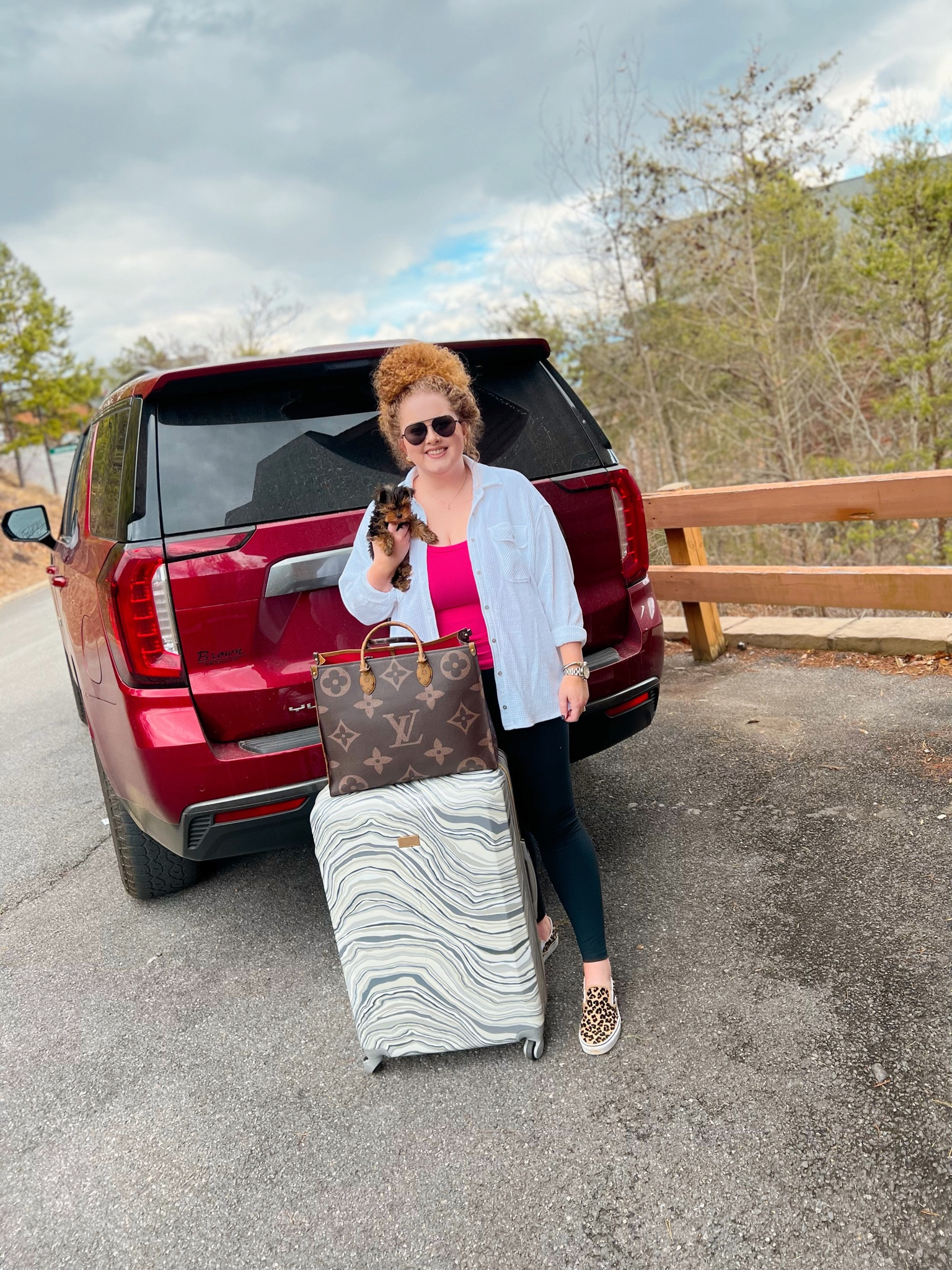 Fav lil road trip buddy 🐾 shacket | aerie shacket | waffle knit shacket | aerie | aviators | vans | leopard print vans | Lululemon leggings dupe | travel outfit | travel outfit inspo 

#LTKcurves #LTKSeasonal #LTKFind
