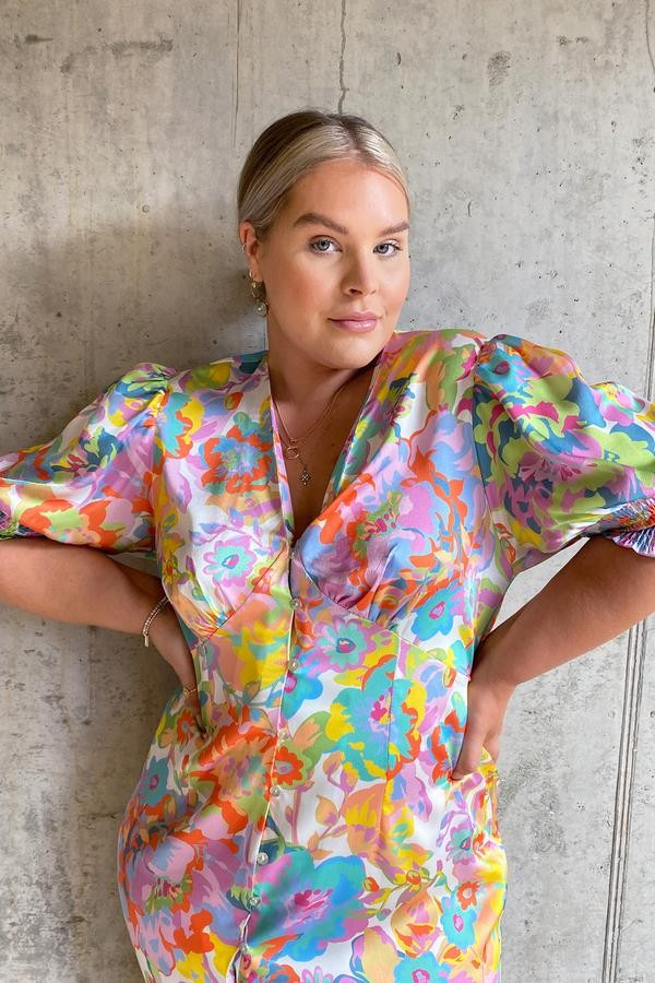 Blossom Short Sleeve Lindos Dress - Curve | Never Fully Dressed (UK & IE)