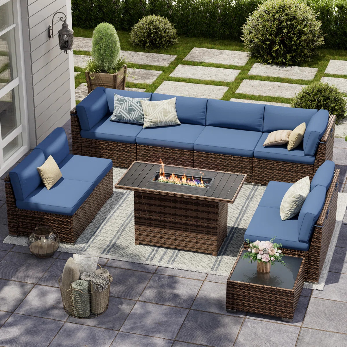 Avamay Rattan Sectional Seating Group with Cushions | Wayfair North America