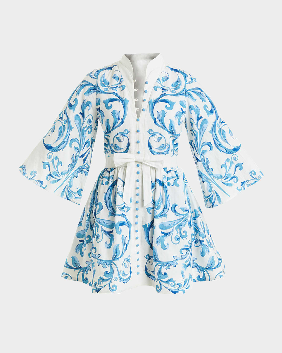 Carmen Floral-Print Bow Mini Dress | Neiman Marcus