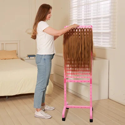 Mentar 280 Pegs Adjustable 2-Sided Braiding Hair Rack with Wheels | Wayfair North America