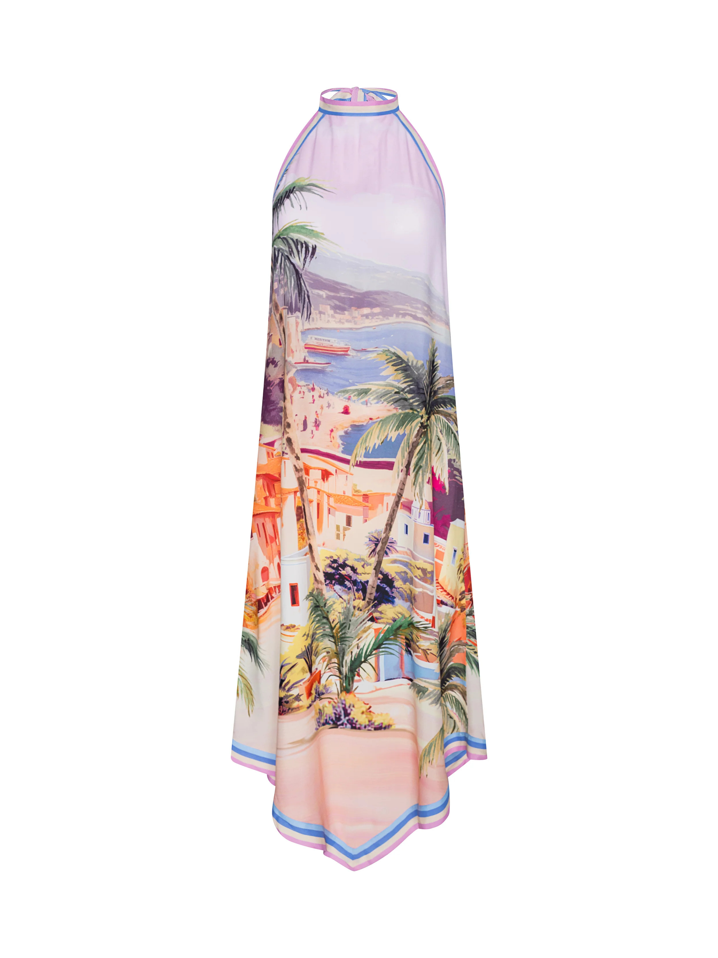 L'AGENCE Elise Cover-Up Dress In Light Pink Multi Postcard Print | L'Agence
