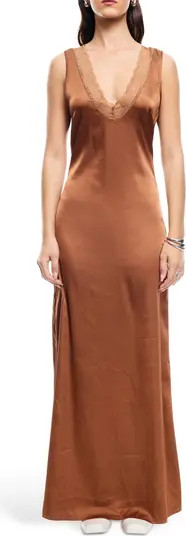 LIONESS Simi Lace Trim Satin Maxi Dress | Nordstrom | Nordstrom