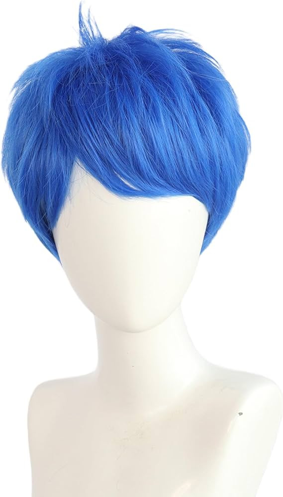Unisex Short Blue Wig, Pixie cut Synthetic Hair for Joy Anime Costume Cosplay Party, Comic-Con, C... | Amazon (US)