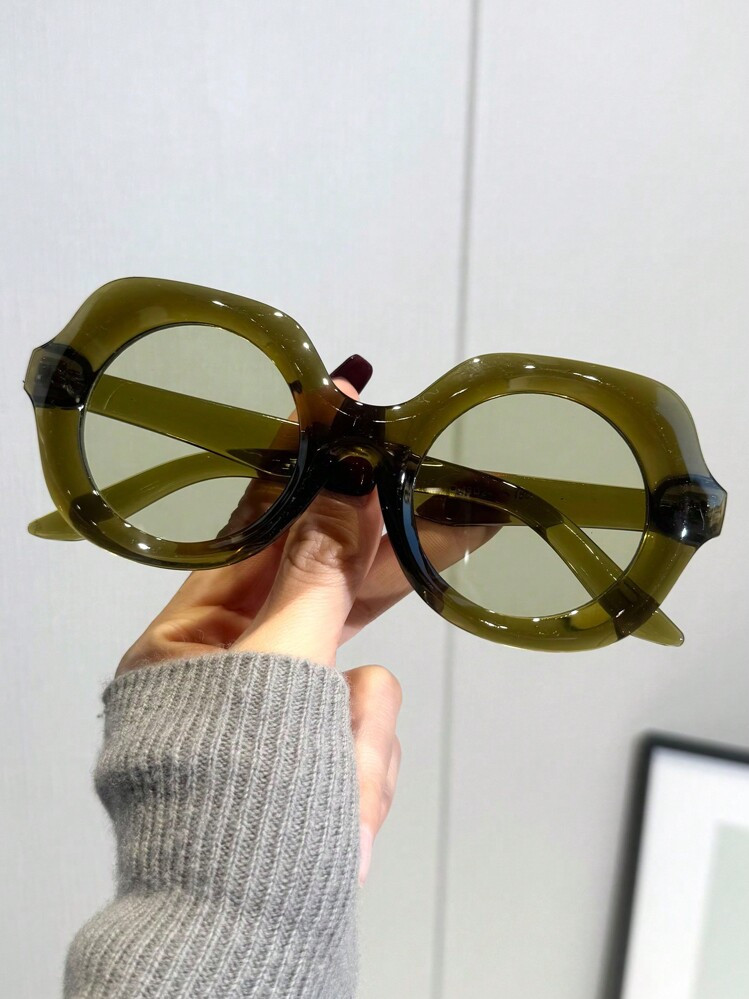 1pc Women's Retro Y2K Personality Round Fashion Glasses, Fashion Beach Holiday Runway Party | SHEIN