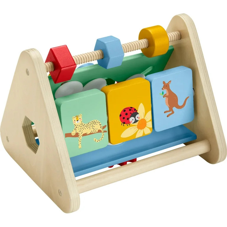 Fisher-Price Wooden Activity Triangle, 3-Sided Fine Motor Toy for Baby & Infant 6M+, 1 Wooden Pie... | Walmart (US)