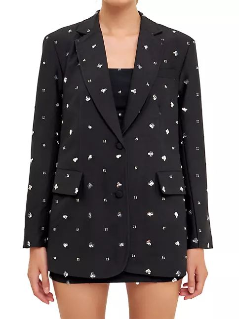 Sequins Floral Embroidery Blazer | Saks Fifth Avenue