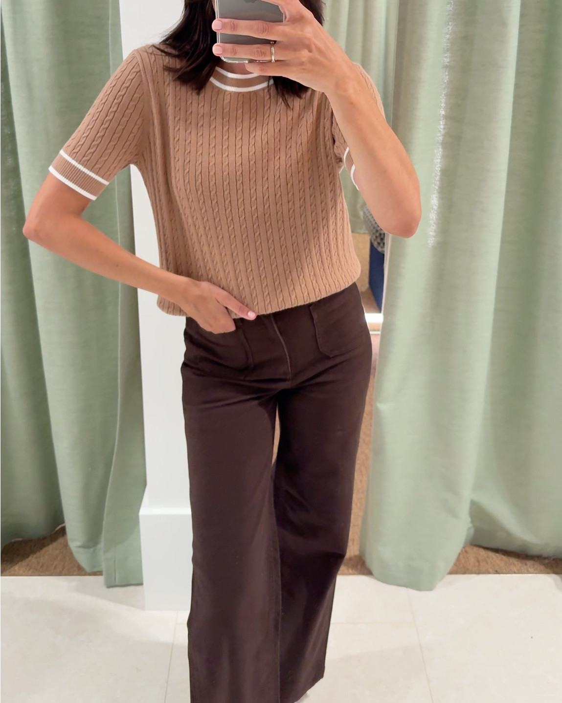 Brown wide leg jeans for spring paired with a brown short sleeve knit for an effortless tonal look x  

#LTKstyletip #LTKaustralia #LTKspring